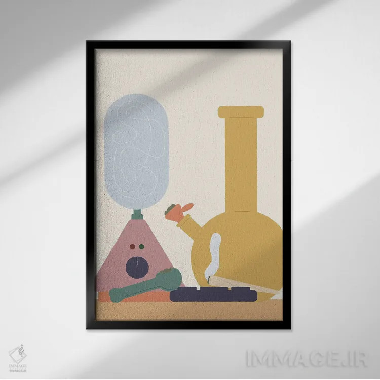 تابلو مینیمال دستگاه اثر کارمن جابیر - نمای قابدار مشکی