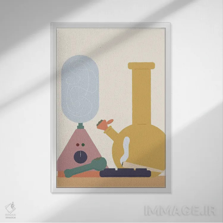 تابلو مینیمال دستگاه اثر کارمن جابیر - نمای قابدار سفید