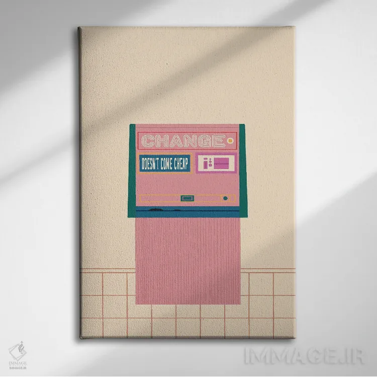 تابلو مینیمال ماشین سکه شمار اثر کارمن جابیر - نمای روبهرو روی دیوار