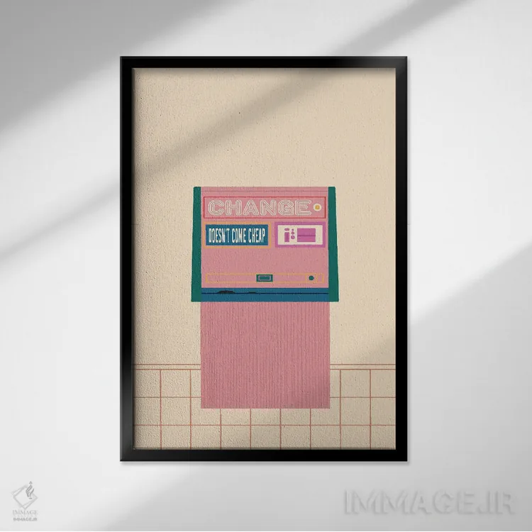 تابلو مینیمال ماشین سکه شمار اثر کارمن جابیر - نمای قابدار مشکی