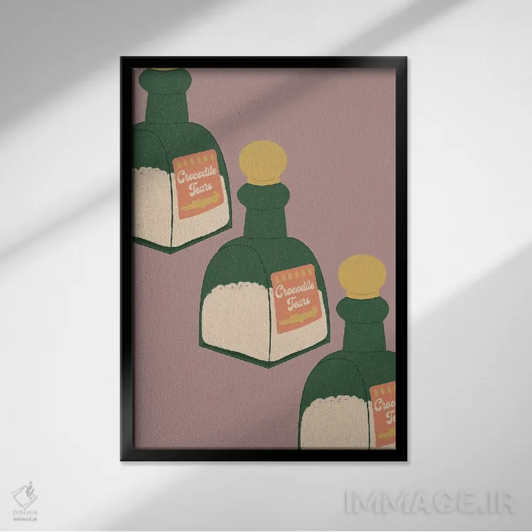 تابلو مینیمال اشک تمساح اثر کارمن جابیر - نمای قابدار مشکی