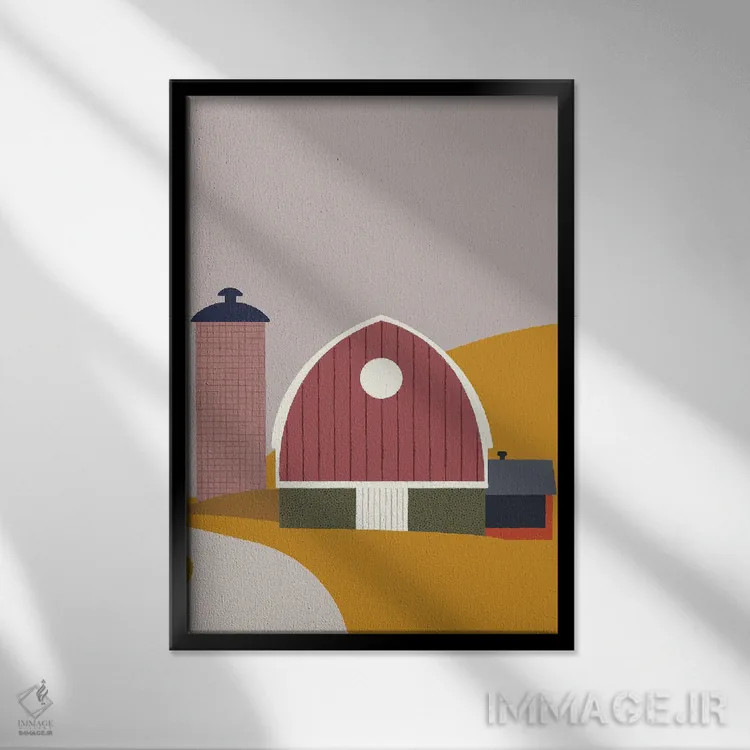 تابلو مینیمال مزرعه اثر کارمن جابیر - نمای قابدار مشکی