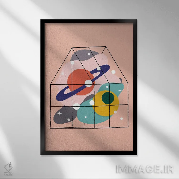 تابلو مینیمال گلخانه کهکشانی اثر کارمن جابیر - نمای قابدار مشکی