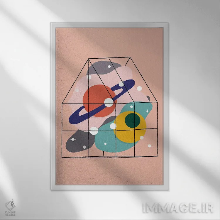 تابلو مینیمال گلخانه کهکشانی اثر کارمن جابیر - نمای قابدار سفید