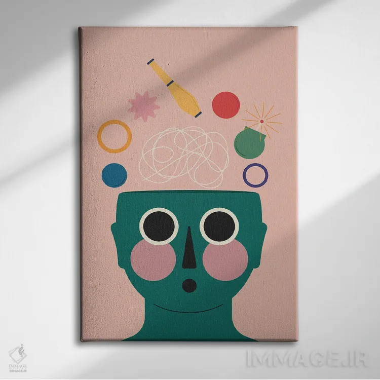 تابلو مینیمال کله بازی اثر کارمن جابیر - نمای روبهرو روی دیوار