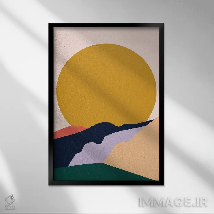 تابلو مینیمال طلایی اثر کارمن جابیر - نمای قابدار مشکی