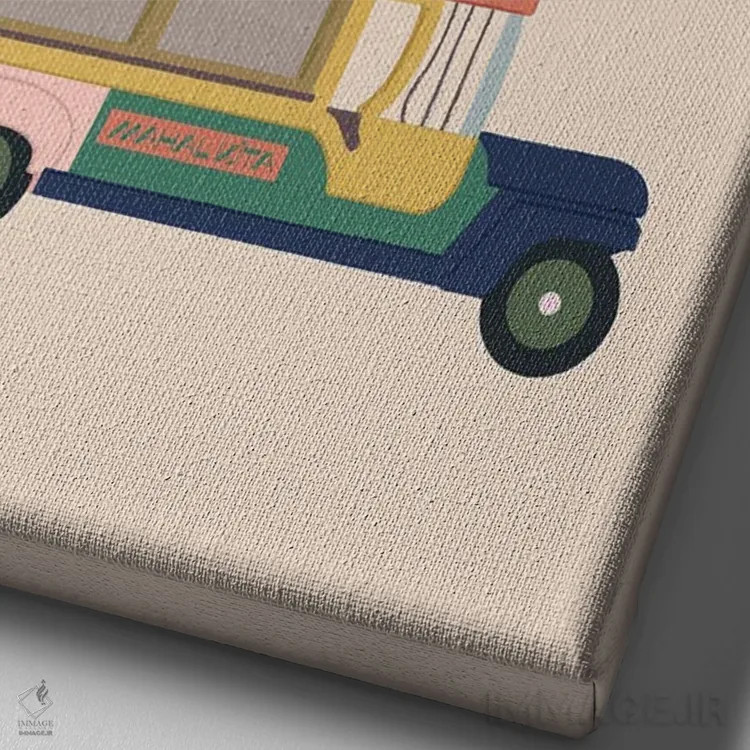 تابلو مینیمال جیپنی اثر کارمن جابیر - نمای نزدیک بافت بوم