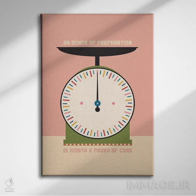 تابلو مینیمال ترازوی آشپزخانه اثر کارمن جابیر - نمای روبهرو روی دیوار