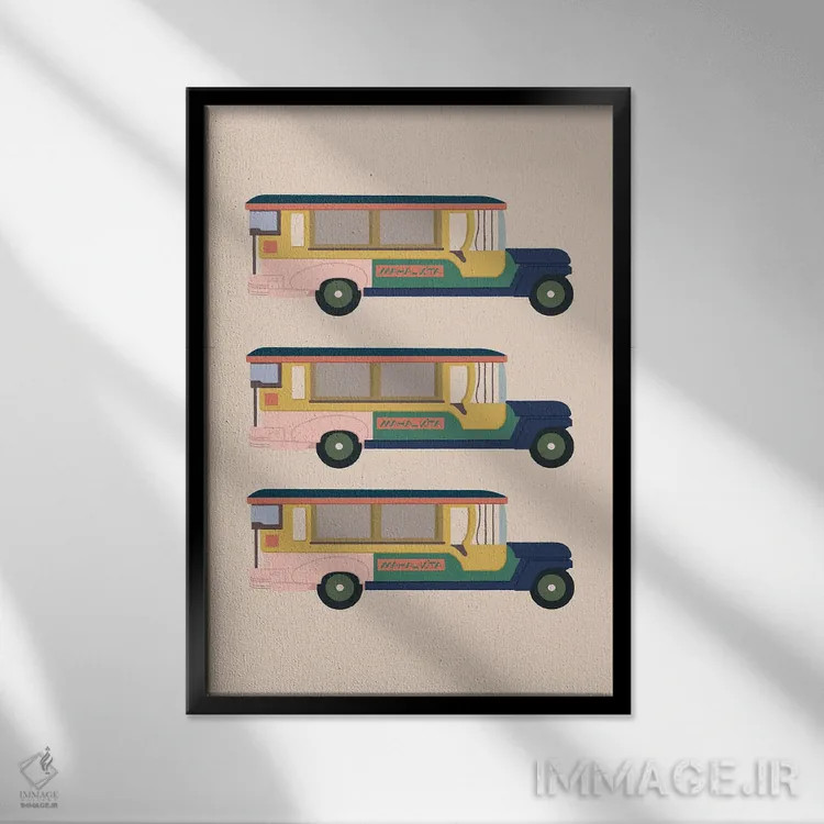 تابلو مینیمال جیپنی اثر کارمن جابیر - نمای قابدار مشکی