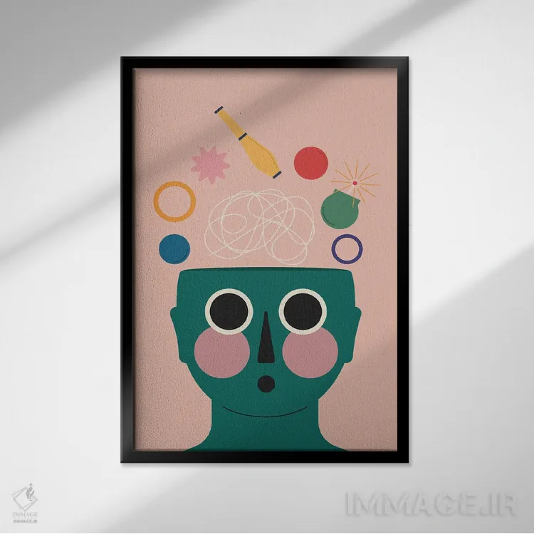 تابلو مینیمال کله بازی اثر کارمن جابیر - نمای قابدار مشکی