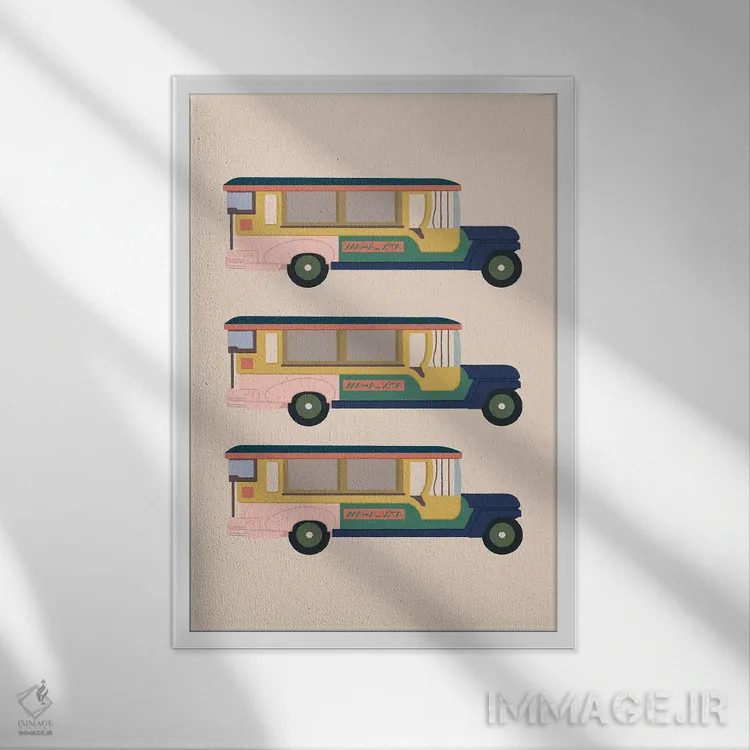 تابلو مینیمال جیپنی اثر کارمن جابیر - نمای قابدار سفید