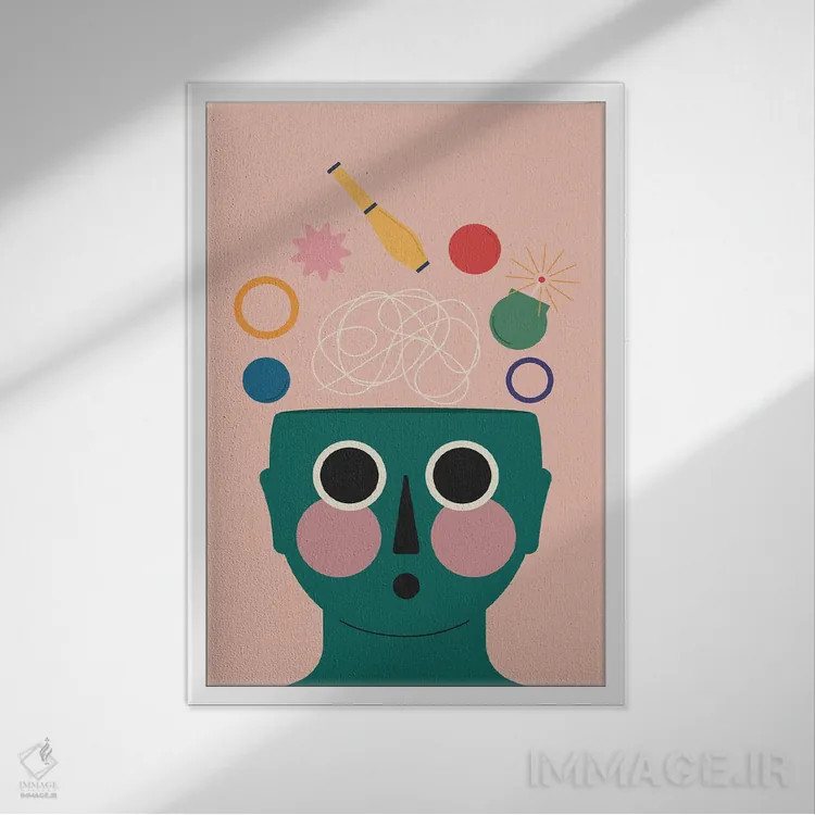 تابلو مینیمال کله بازی اثر کارمن جابیر - نمای قابدار سفید