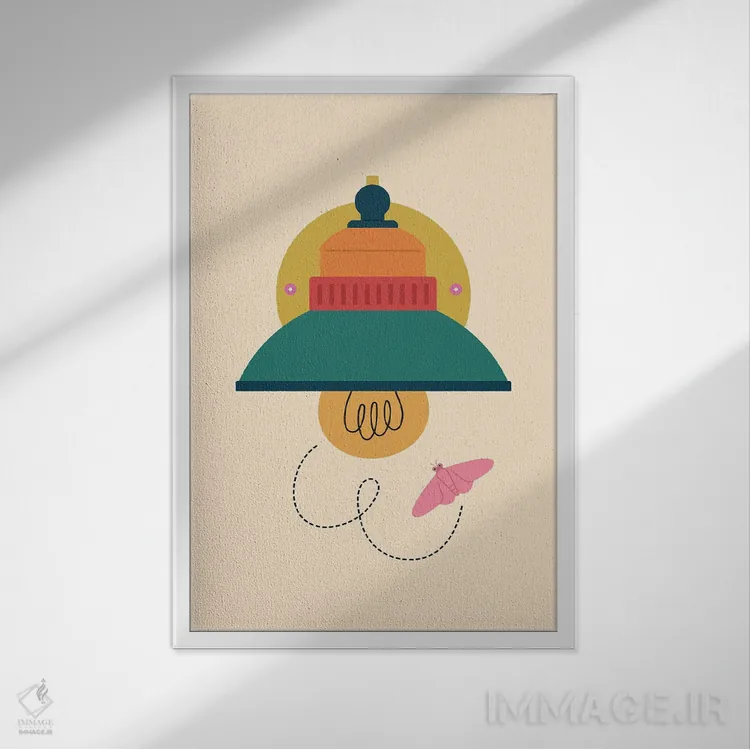 تابلو مینیمال پروانه به سمت نور اثر کارمن جابیر - نمای قابدار سفید