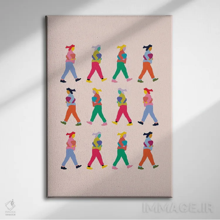 تابلو مینیمال افرادی برای دیدار اثر کارمن جابیر - نمای روبهرو روی دیوار