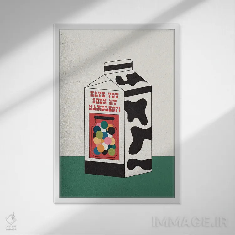 تابلو مدرن گم شدن مهره ها اثر کارمن جابیر - نمای قابدار سفید