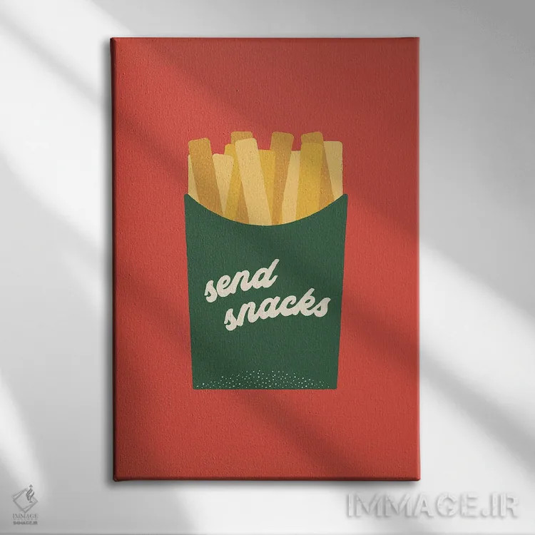 تابلو مینیمال خوراکی بفرست! اثر کارمن جابیر - نمای روبهرو روی دیوار