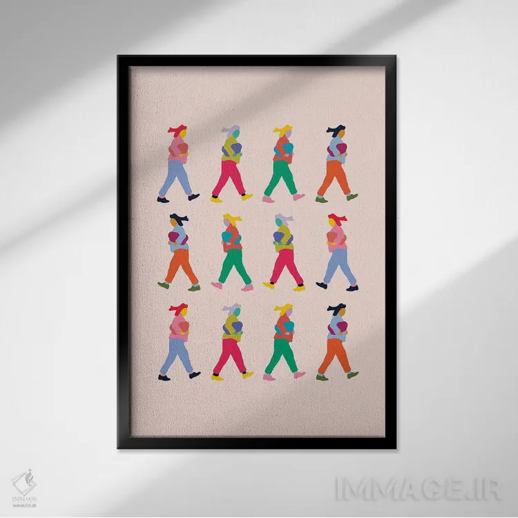 تابلو مینیمال افرادی برای دیدار اثر کارمن جابیر - نمای قابدار مشکی