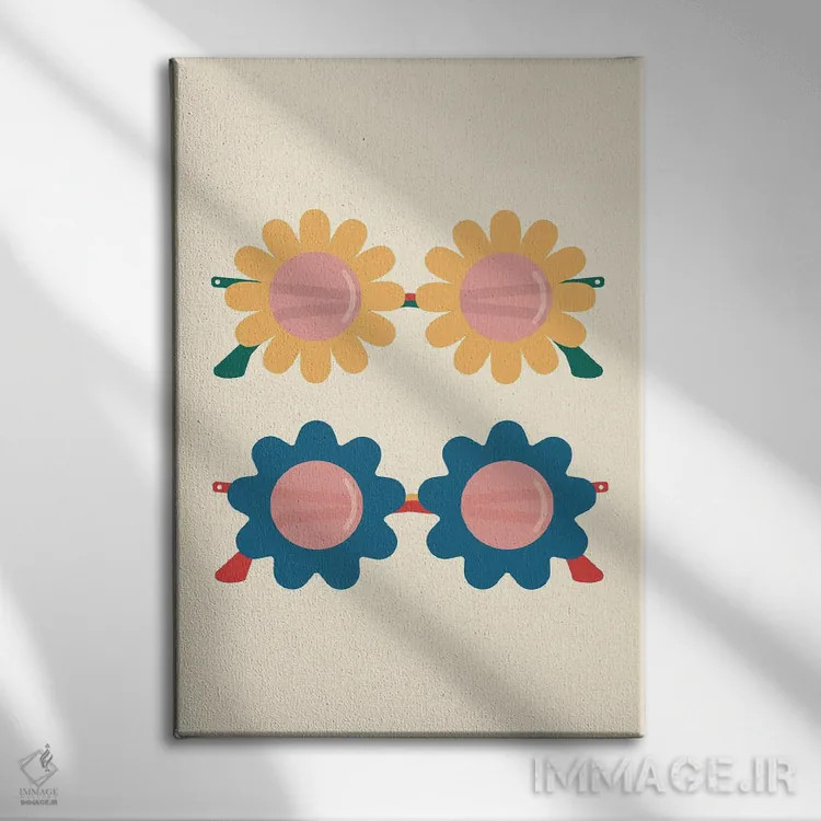 تابلو مینیمال عینک خوش بینی اثر کارمن جابیر - نمای روبهرو روی دیوار