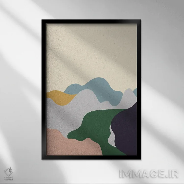 تابلو مینیمال رودخانه اثر کارمن جابیر - نمای قابدار مشکی