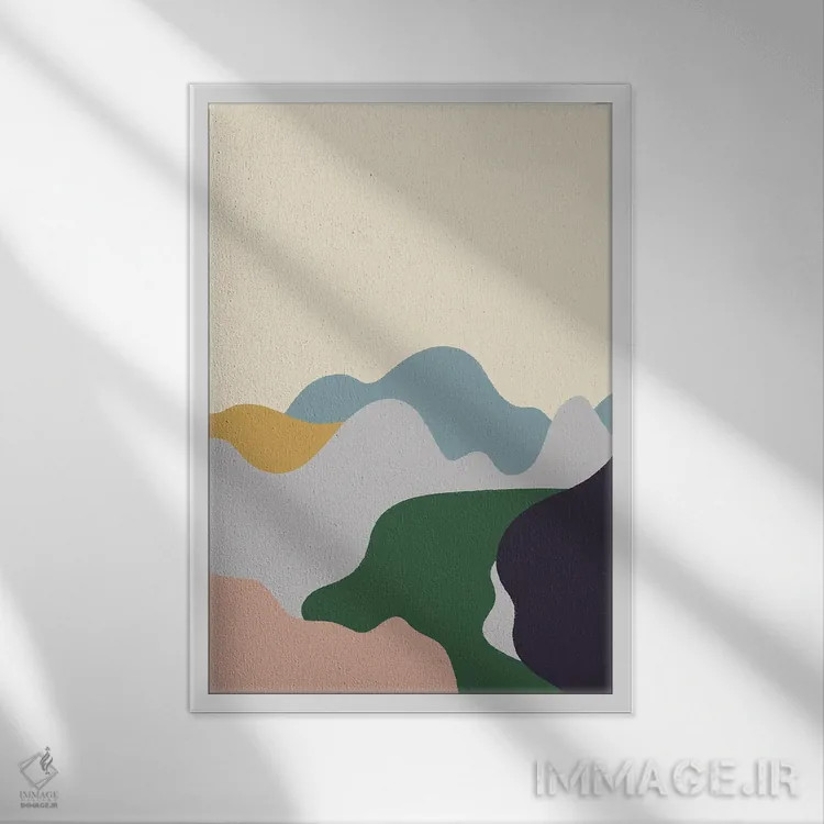 تابلو مینیمال رودخانه اثر کارمن جابیر - نمای قابدار سفید