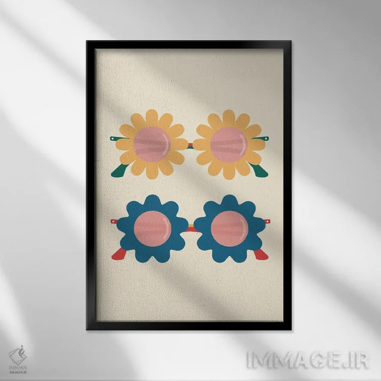 تابلو مینیمال عینک خوش بینی اثر کارمن جابیر - نمای قابدار مشکی