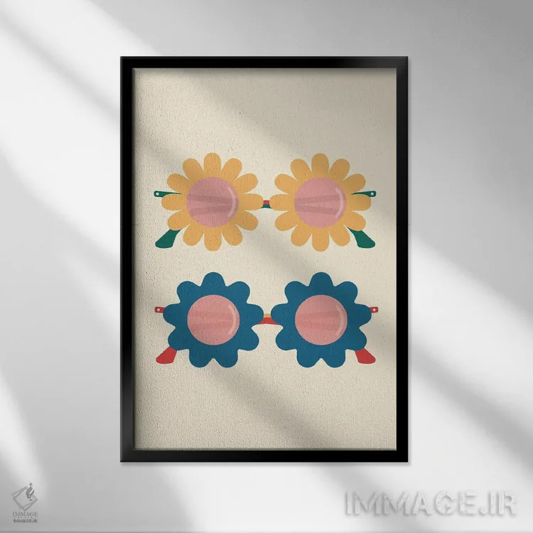 تابلو مینیمال عینک خوش بینی اثر کارمن جابیر - نمای قابدار مشکی