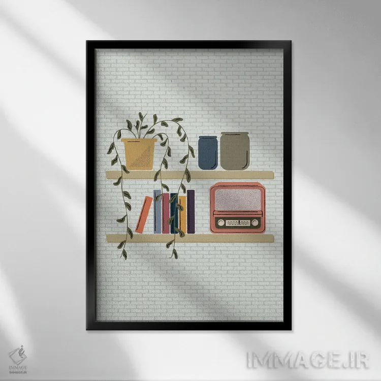 تابلو مینیمال روی قفسه گذاشته شد اثر کارمن جابیر - نمای قابدار مشکی