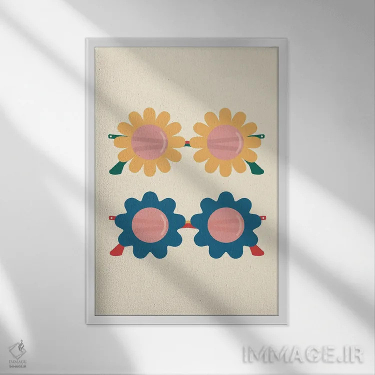 تابلو مینیمال عینک خوش بینی اثر کارمن جابیر - نمای قابدار سفید