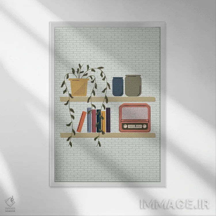 تابلو مینیمال روی قفسه گذاشته شد اثر کارمن جابیر - نمای قابدار سفید