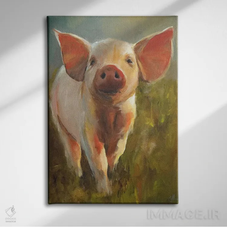 تابلو دکوراتیو خوک صبحگاهی اثر کاری جی هامفری - نمای روبهرو روی دیوار