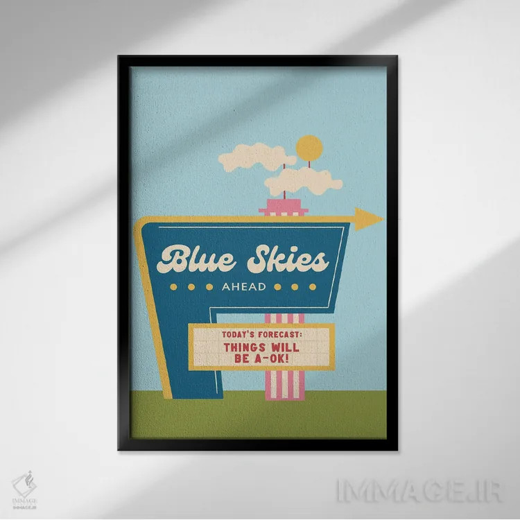 تابلو مینیمال روزهای آفتابی در پیش اثر کارمن جابیر - نمای قابدار مشکی