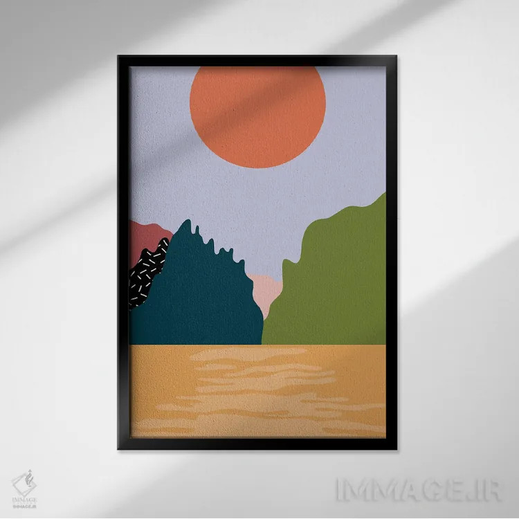 تابلو مینیمال زیر نور خورشید اثر کارمن جابیر - نمای قابدار مشکی