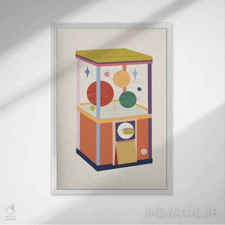 تابلو مینیمال دستگاه فروش خودکار اثر کارمن جابیر - نمای قابدار سفید