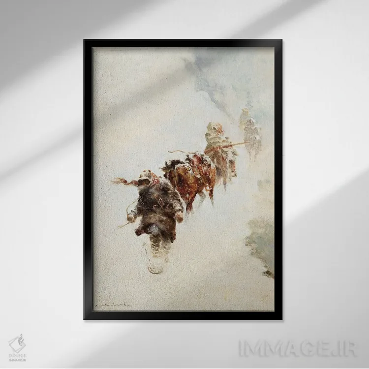 تابلو دکوراتیو تله گذاران کوهستان اثر ارنست چیریاکا - نمای قابدار مشکی