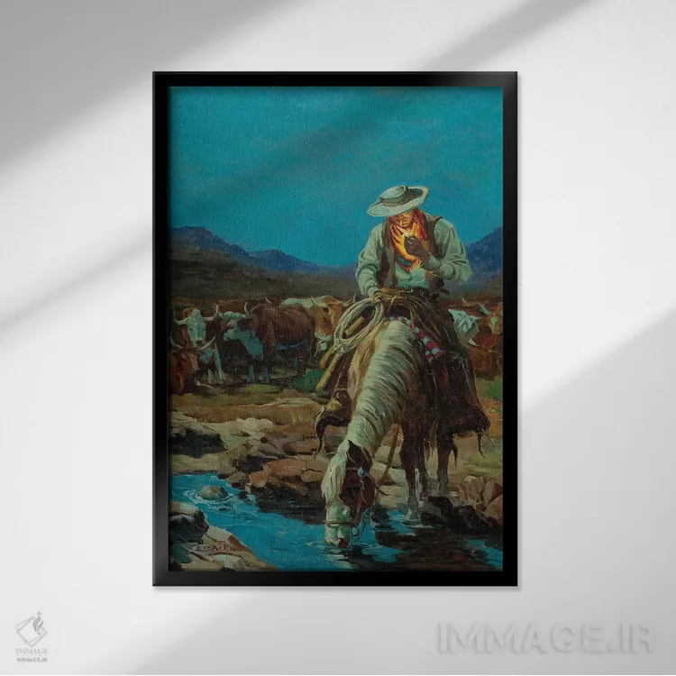 تابلو دکوراتیو در چراگاه اثر ارنست چیریاکا - نمای قابدار مشکی