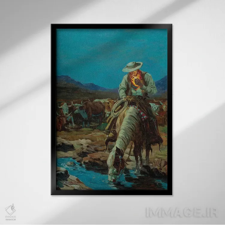 تابلو دکوراتیو در چراگاه اثر ارنست چیریاکا - نمای قابدار مشکی