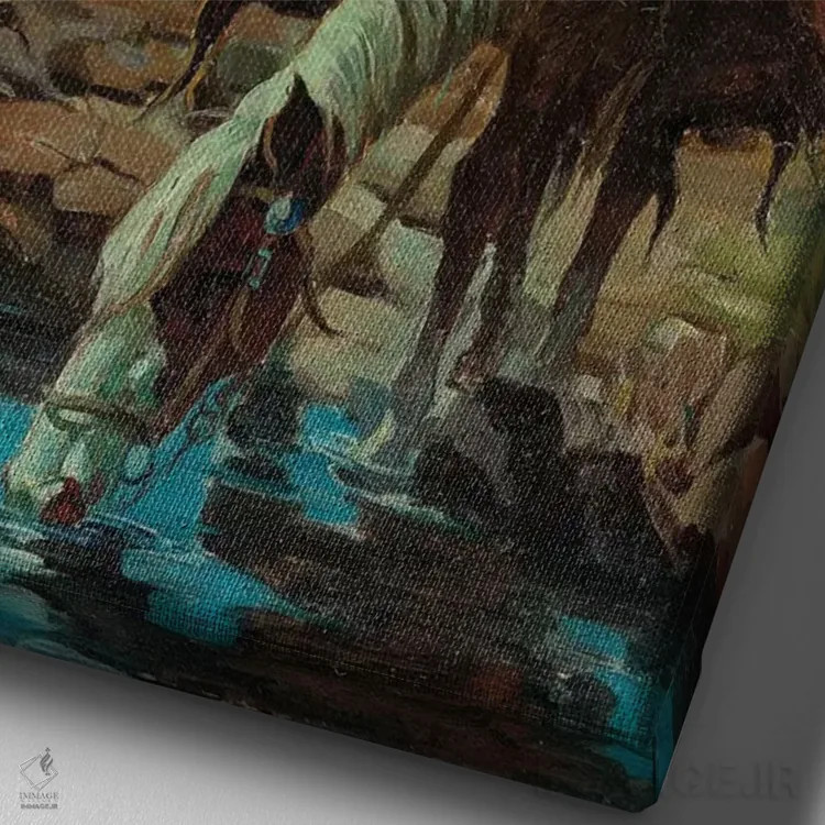 تابلو دکوراتیو در چراگاه اثر ارنست چیریاکا - نمای نزدیک بافت بوم