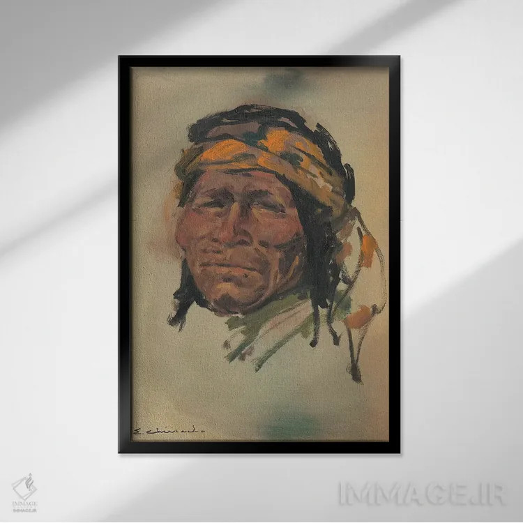 تابلو دکوراتیو پرتره یک دلیر اثر ارنست چیریاکا - نمای قابدار مشکی