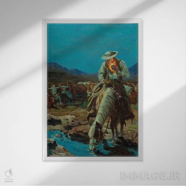 تابلو دکوراتیو در چراگاه اثر ارنست چیریاکا - نمای قابدار سفید