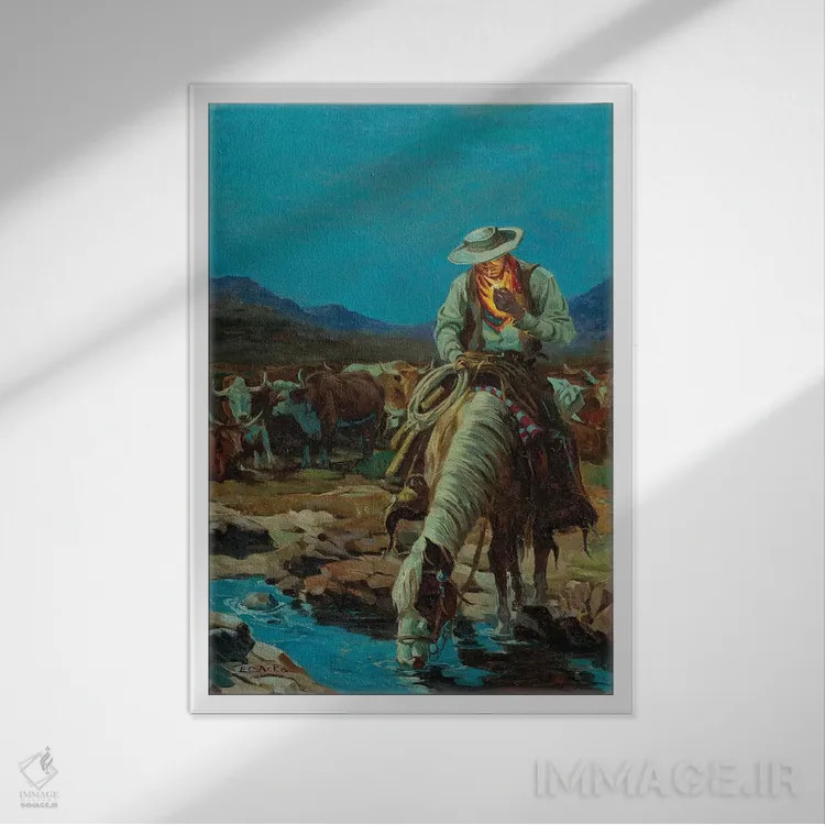 تابلو دکوراتیو در چراگاه اثر ارنست چیریاکا - نمای قابدار سفید