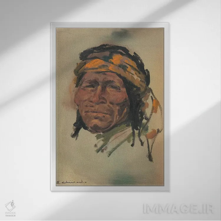 تابلو دکوراتیو پرتره یک دلیر اثر ارنست چیریاکا - نمای قابدار سفید