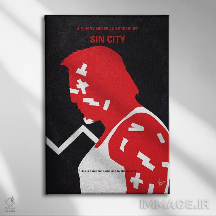 تابلو مینیمال پوستر مینیمال فیلم شهر گناه اثر چانکونگ - نمای روبهرو روی دیوار