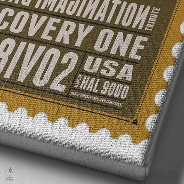 تابلو دکوراتیو ناوگان فضایی ۵۵: تمبر دیسکاوری یک اثر چانکونگ - نمای نزدیک بافت بوم