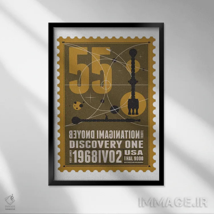 تابلو دکوراتیو ناوگان فضایی ۵۵: تمبر دیسکاوری یک اثر چانکونگ - نمای قابدار مشکی