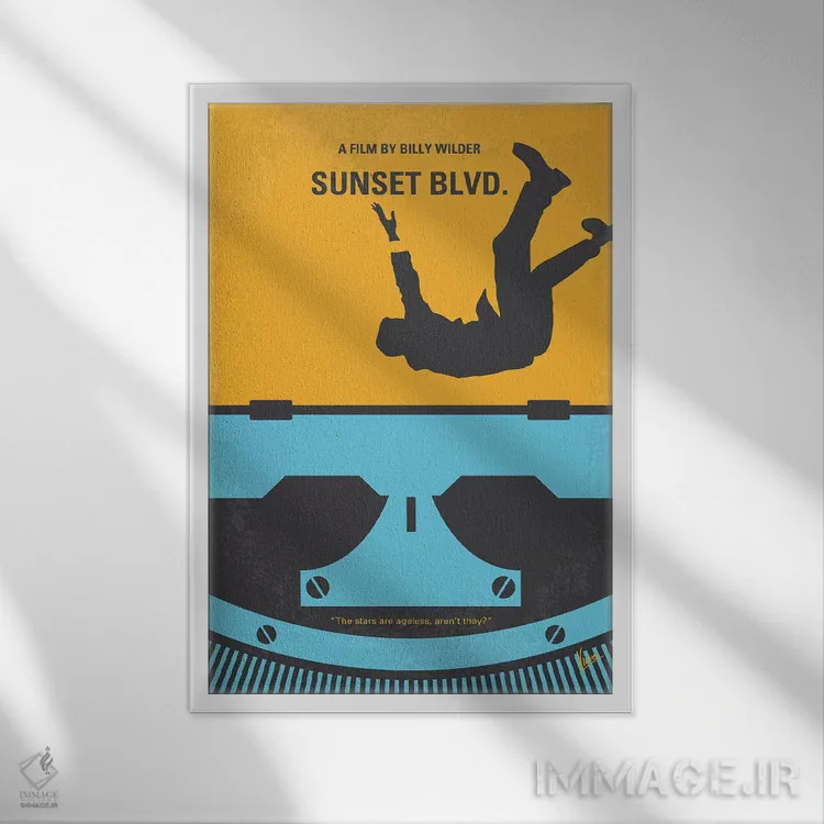 تابلو مینیمال پوستر مینیمال فیلم بلوار سانست اثر چانکونگ - نمای قابدار سفید