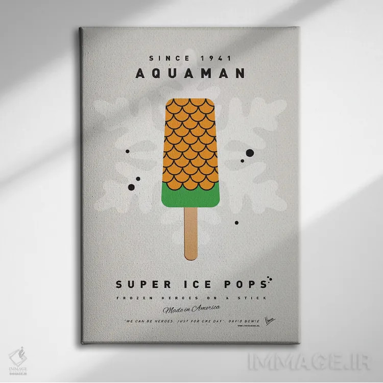 تابلو دکوراتیو بستنی چوبی ابرقهرمان: آکوامن اثر چانکونگ - نمای روبهرو روی دیوار