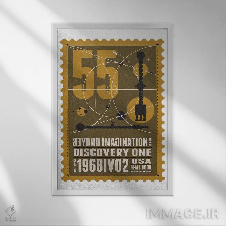 تابلو دکوراتیو ناوگان فضایی ۵۵: تمبر دیسکاوری یک اثر چانکونگ - نمای قابدار سفید