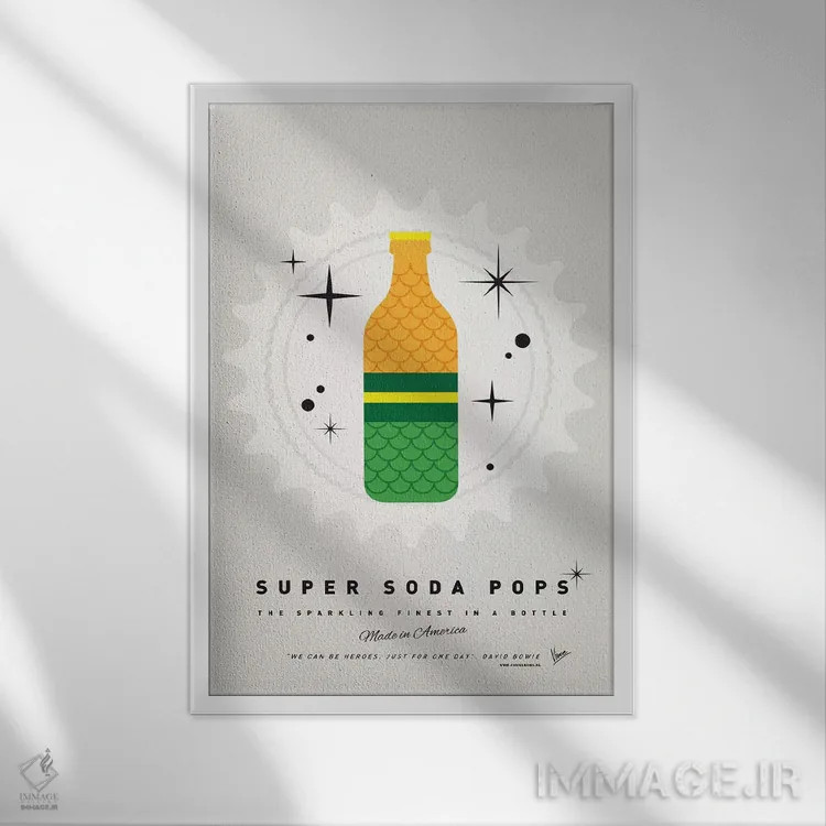 تابلو دکوراتیو نوشابه های سوپر پاپ اثر چانکونگ - نمای قابدار سفید