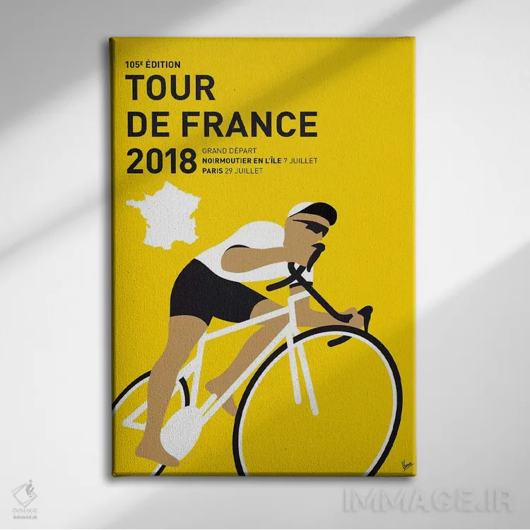 تابلو دکوراتیو پوستر مینیمال تور دو فرانس ۲۰۱۸ اثر چانکونگ - نمای روبهرو روی دیوار
