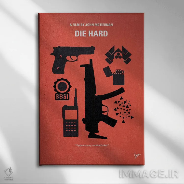 تابلو مینیمال پوستر مینیمال فیلم جان سخت اثر چانکونگ - نمای روبهرو روی دیوار